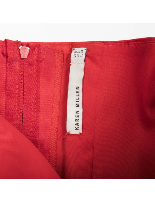 KAREN MILLEN T 34 red satin long evening gown