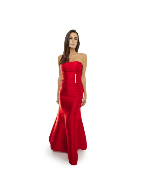 KAREN MILLEN T 34 red satin long evening gown