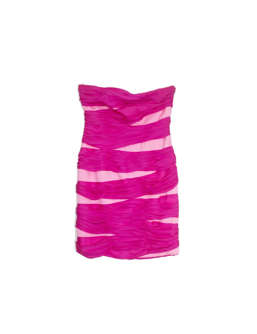 Robe bustier de cocktail  t40 UNGARO en soie rose neon
