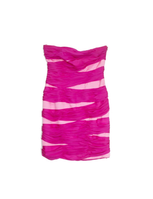 Robe bustier de cocktail  t40 UNGARO en soie rose neon