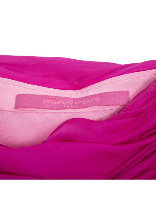 Robe bustier de cocktail  t40 UNGARO en soie rose neon