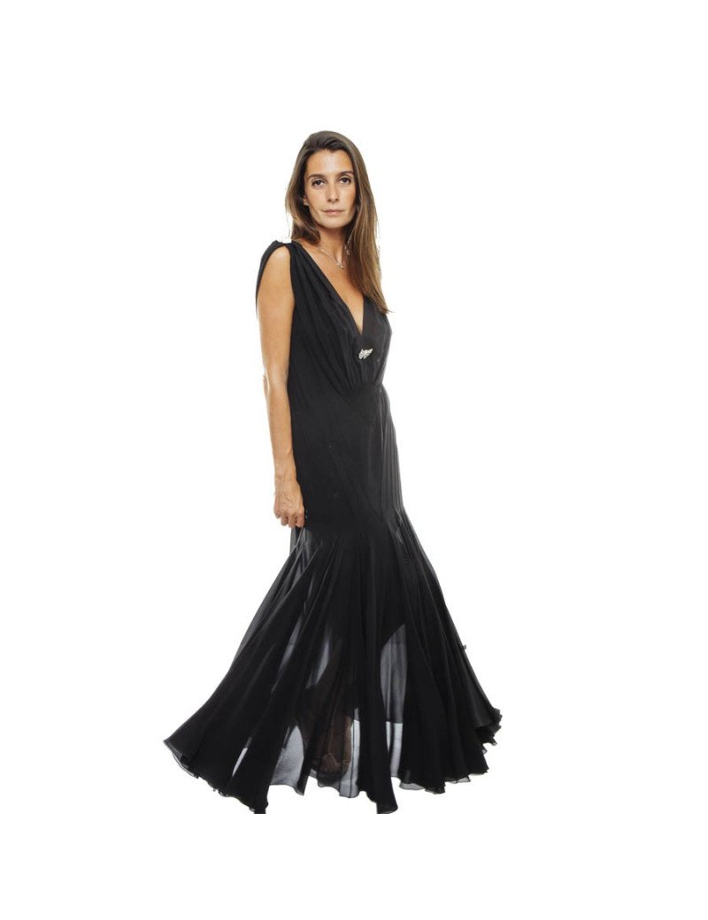 Robe du soir CHRISTIAN DIOR by John Galliano soie noir T38