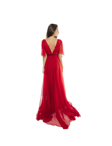 Robe du soir ELIE SAAB rouge en voile de soie 2