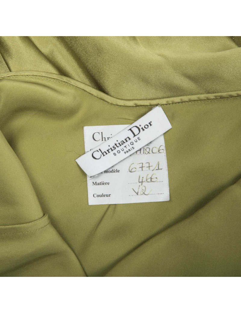 Robe du soir CHRISTIAN DIOR soie vert et dorée