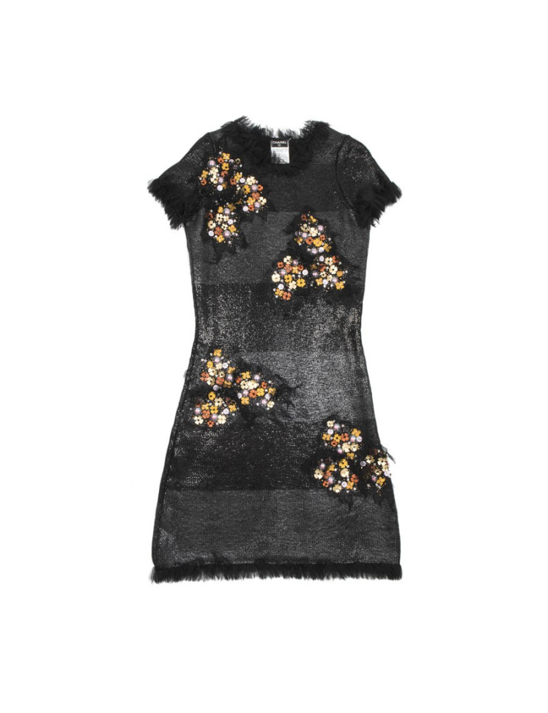 Chanel 'Paris Monaco' collection black embroidered dress in wool and silk Size 36FR