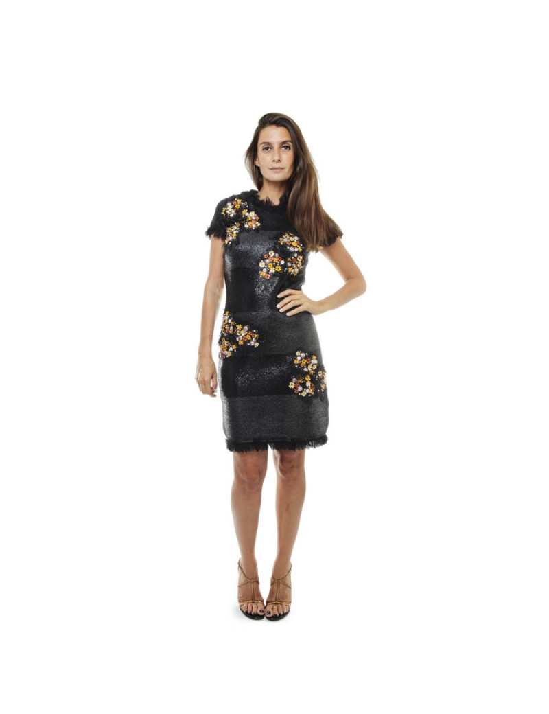 Chanel 'Paris Monaco' collection black embroidered dress in wool and silk Size 36FR