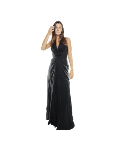 CHRISTIAN DIOR by John Galliano long dress in black silk size 36fr