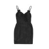 CHRISTIAN DIOR T 42 FR cocktail dress in black finely ribbed silk and black pearls