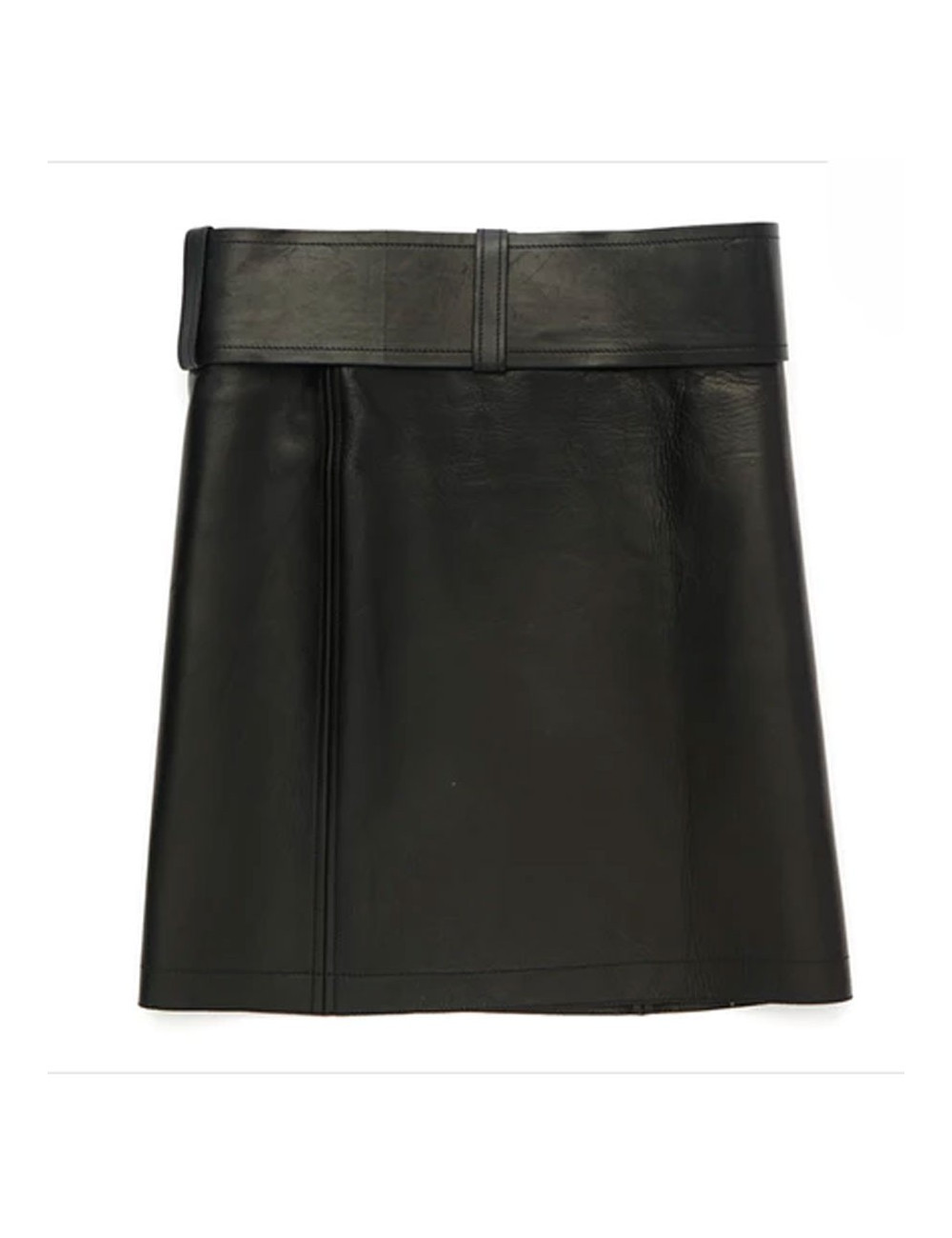 CELINE t 38 black leather wide belt skirt