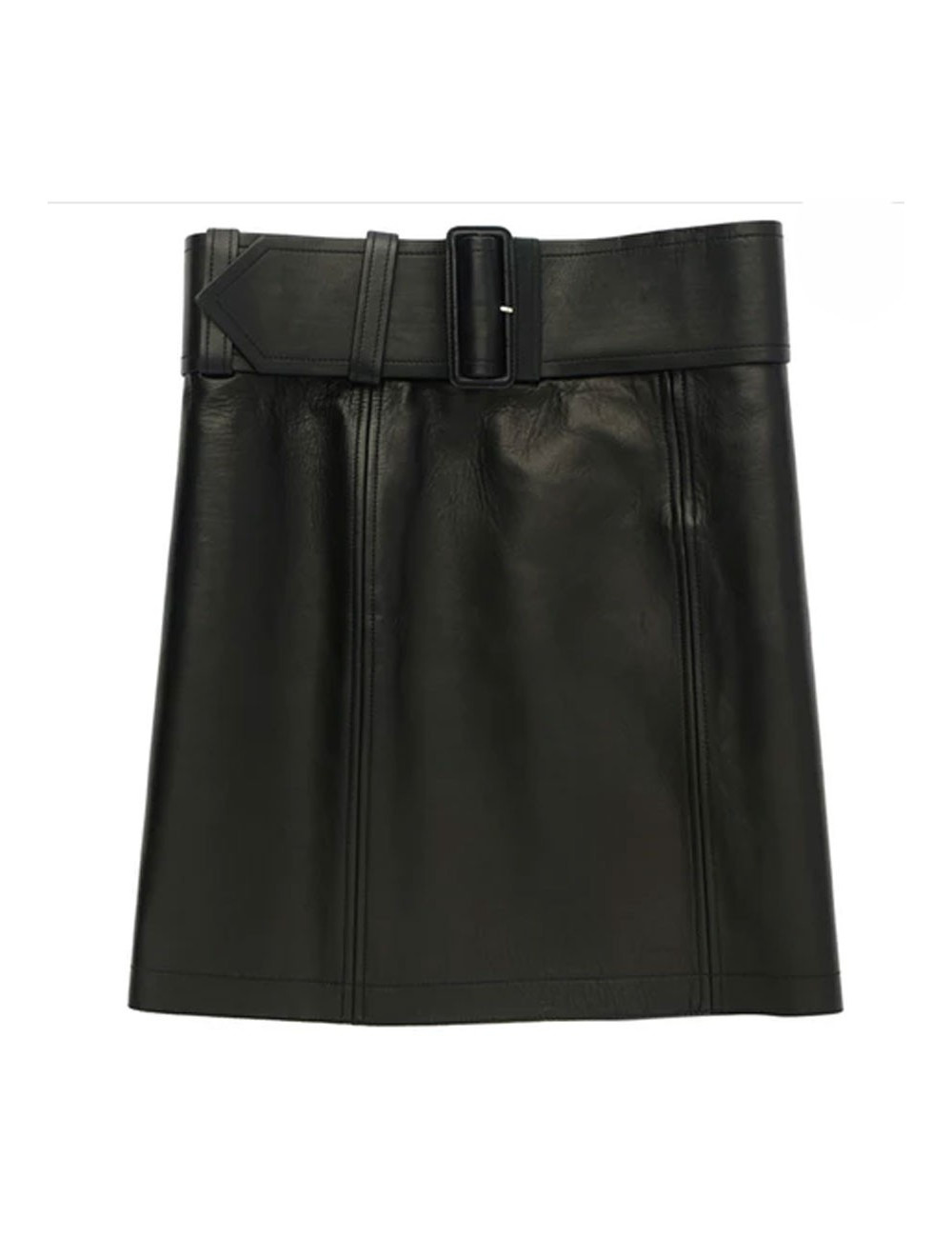 CELINE t 38 black leather wide belt skirt