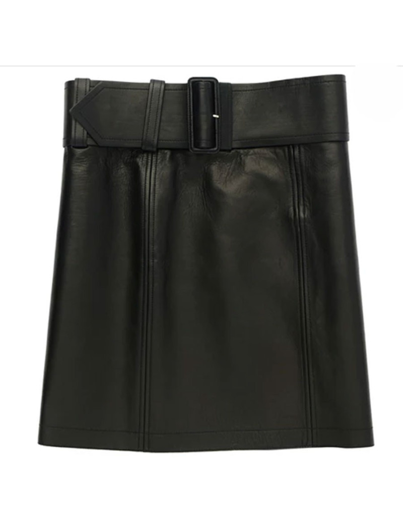 Jupe  CÉLINE t 38  cuir noir en ceinture large 