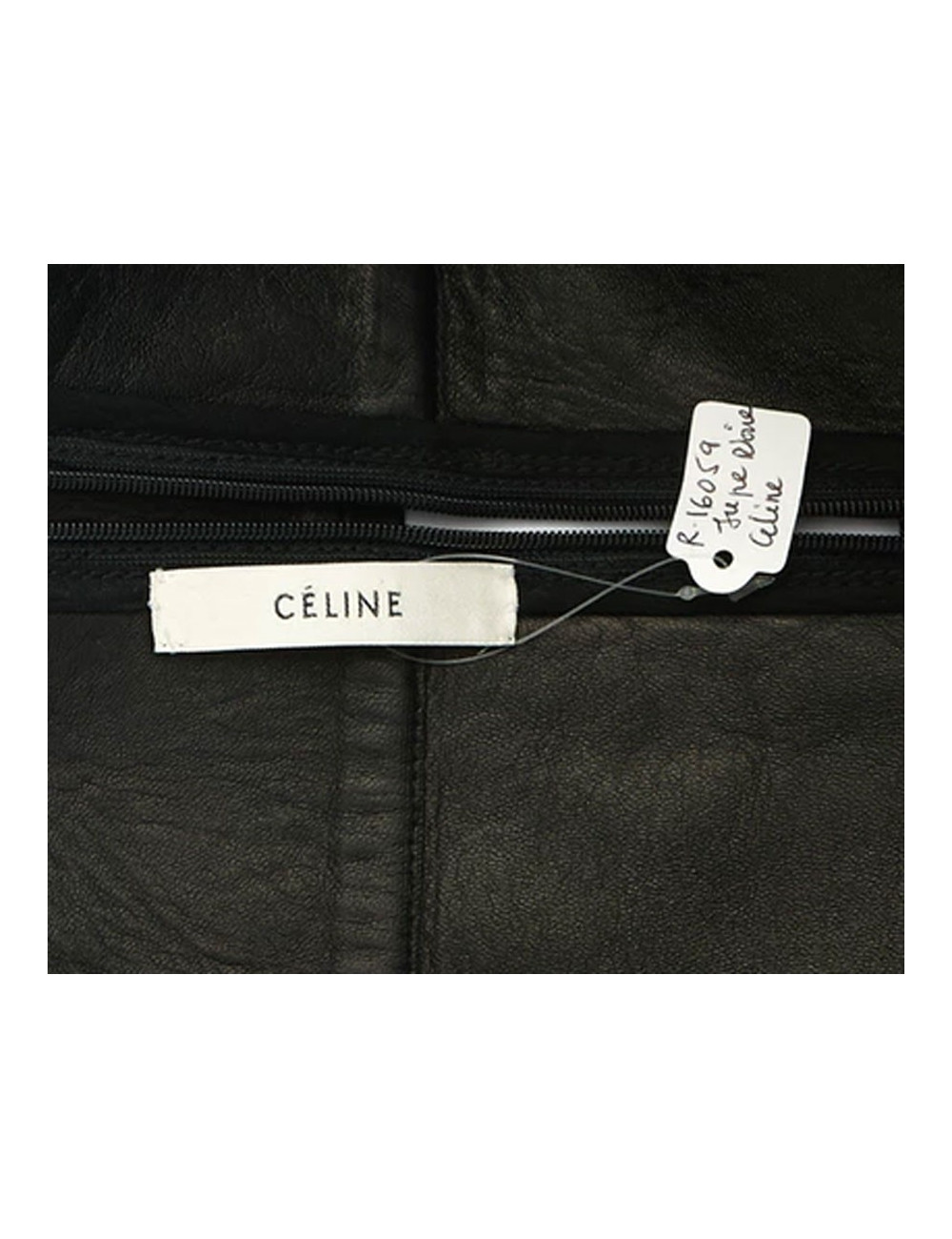 CELINE t 38 black leather wide belt skirt