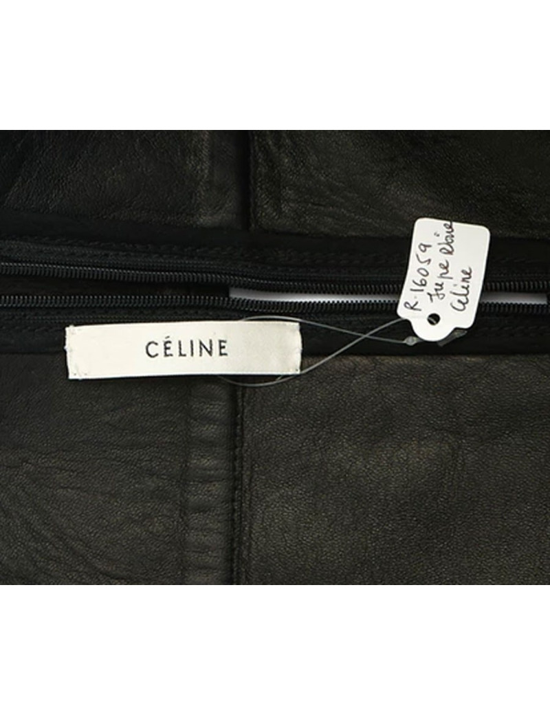 Jupe  CÉLINE t 38  cuir noir en ceinture large 