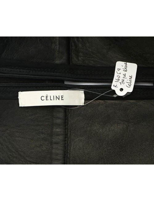 CELINE t 38 black leather wide belt skirt