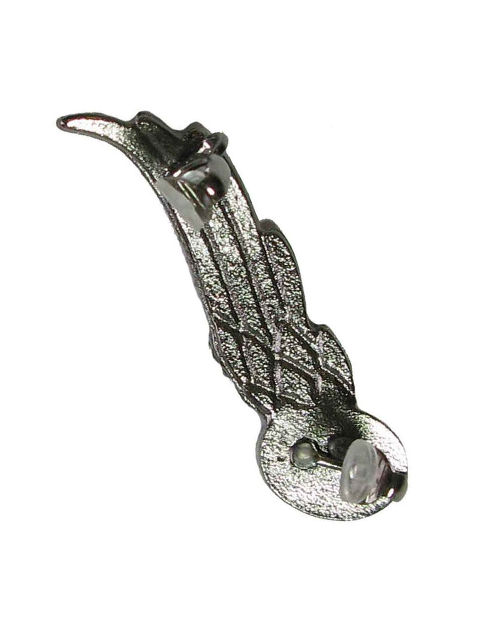 CHANEL wing-shape clip-on earring in silver metal