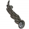 CHANEL wing shape clip-on earrings in ruthenium and rhinestones