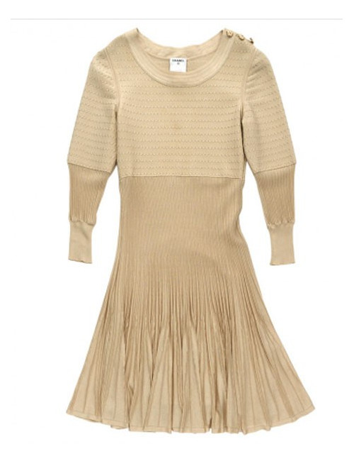 Robe CHANEL t 34  beige plissée