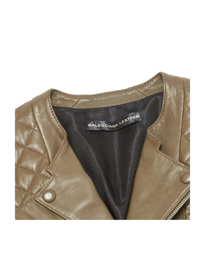 BALENCIAGA 38FR perfecto jacket in taupe lamb leather