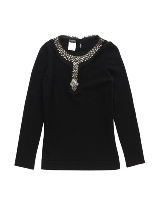 Pull CHANEL T 42  en cachemire et brillants swarovski
