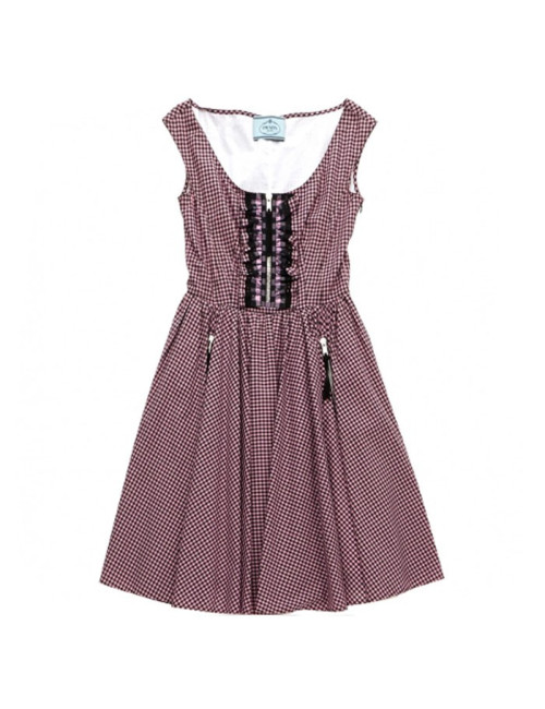 Robe PRADA T 42IT  à carreaux rose et noir