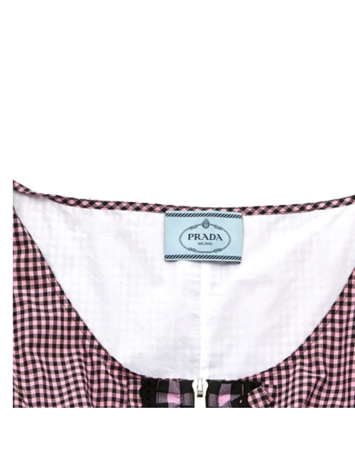 Robe PRADA T 42 à carreaux rose et noir