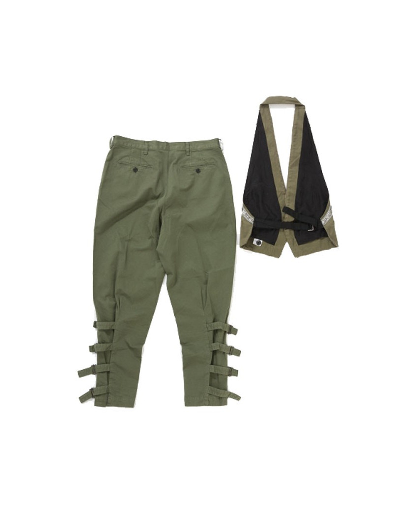 Ensemble DRIES VAN NOTEN taille M gilet + pantalon kaki en coton