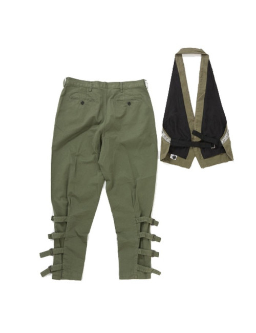 Ensemble DRIES VAN NOTEN taille M gilet + pantalon kaki en coton