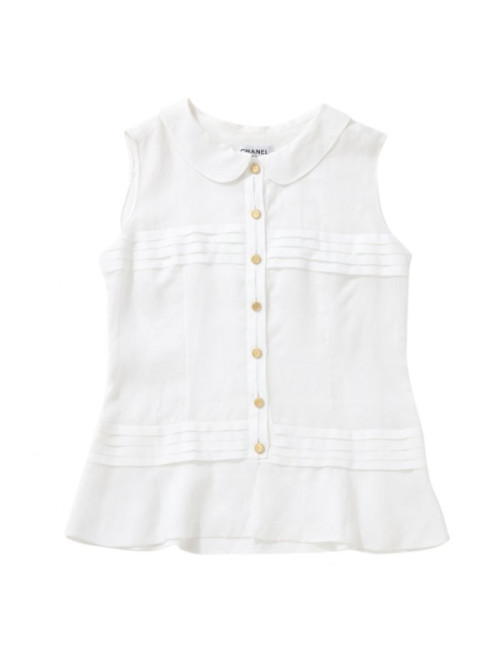Blouse Chanel en lin blanc t 44