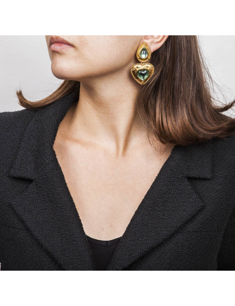 boucles d'oreille pendantes clips YSL SAINT LAURENT Vintage