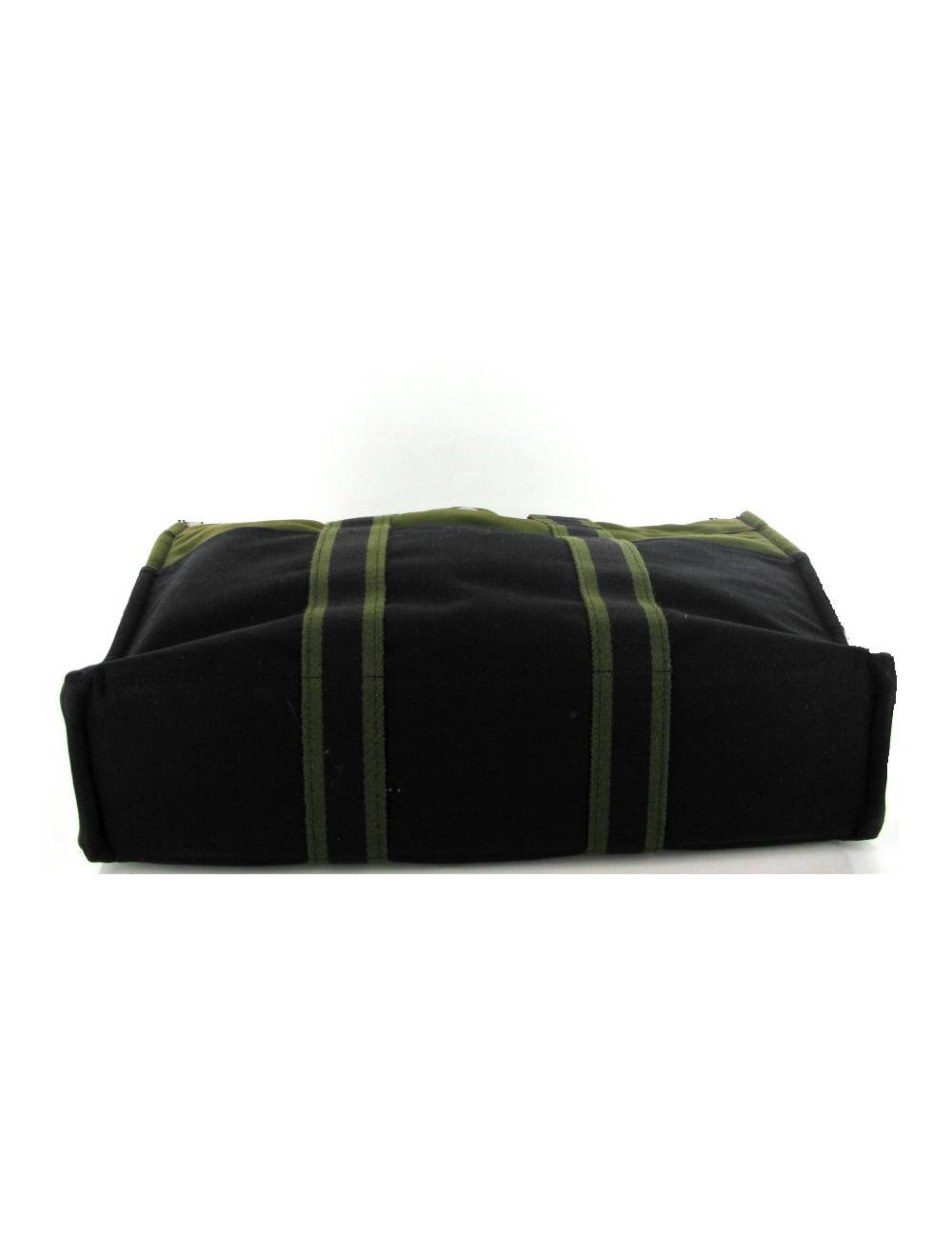 Sac HERMES en toile verte noire