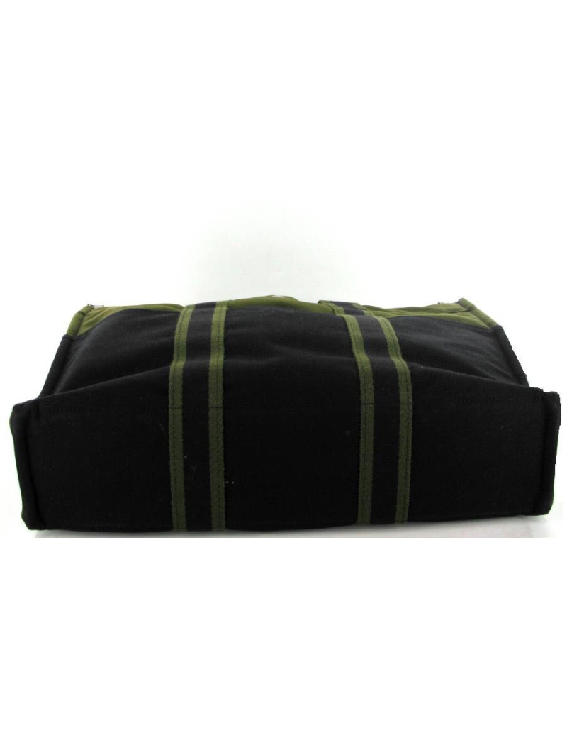 Sac HERMES en toile verte noire