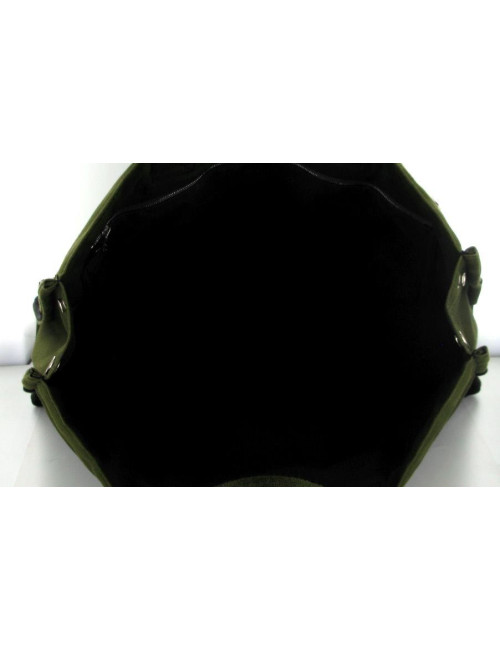 Sac HERMES en toile verte noire