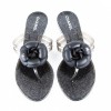 CHANEL Sandals in Black and Gray Plastic with Glitter Inclusions Size 40EU