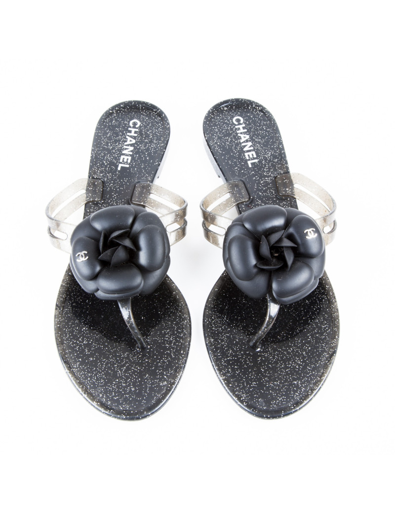 Sandales CHANEL T 40 gris et paillettes