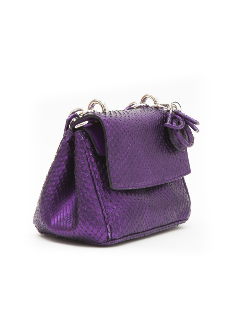 CHRISTIAN DIOR double flap bag in metallic purple python leather