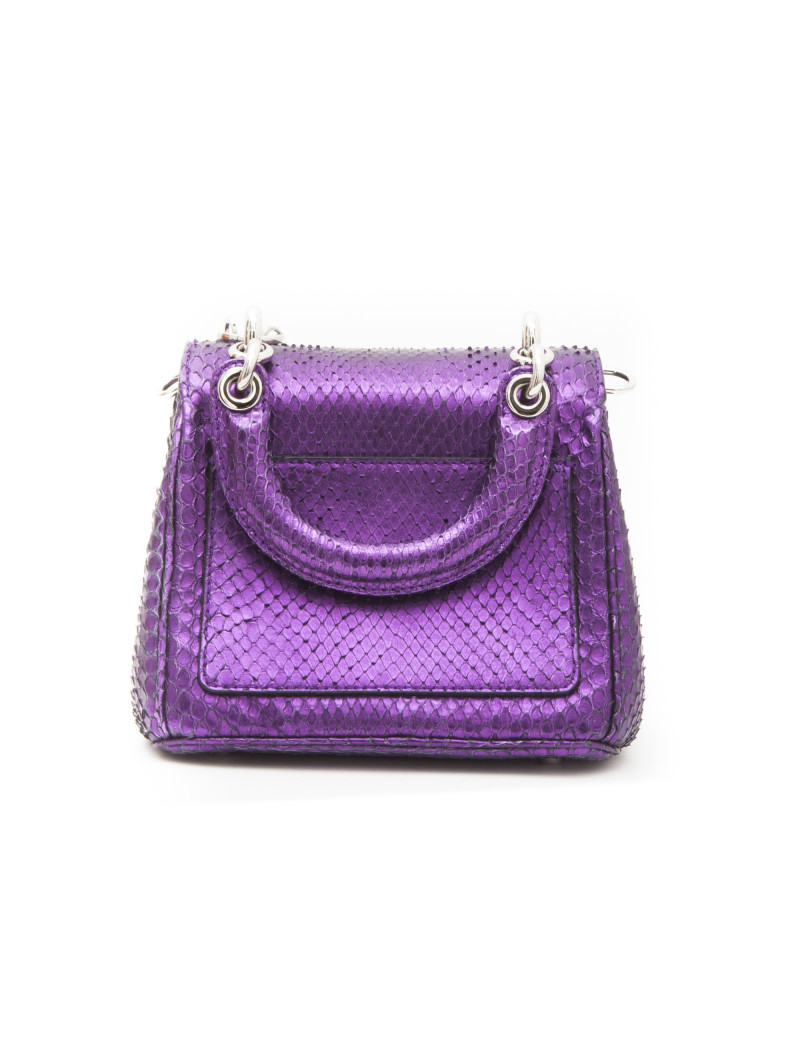 CHRISTIAN DIOR double flap bag in metallic purple python leather