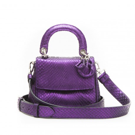 CHRISTIAN DIOR double flap bag in metallic purple python leather