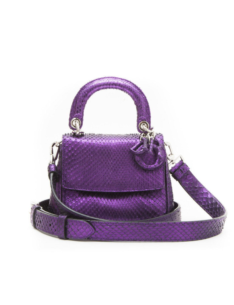 CHRISTIAN DIOR double flap bag in metallic purple python leather
