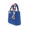 CHRISTIAN DIOR Lady D in electric blue satin silk with pearls on the handles