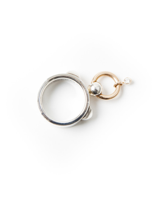 HERMES ring Collier de Chien in gold, sterling silver and diamond