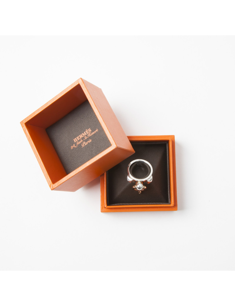 Bague CDC  HERMES T 54 en argent or et diamant