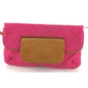 CHANEL wallet in pink fabric and leather gold