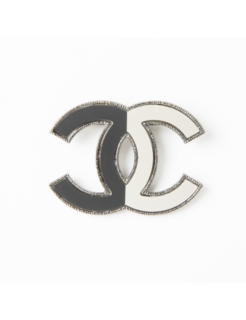 Broche CHANEL bicolore gris et beige