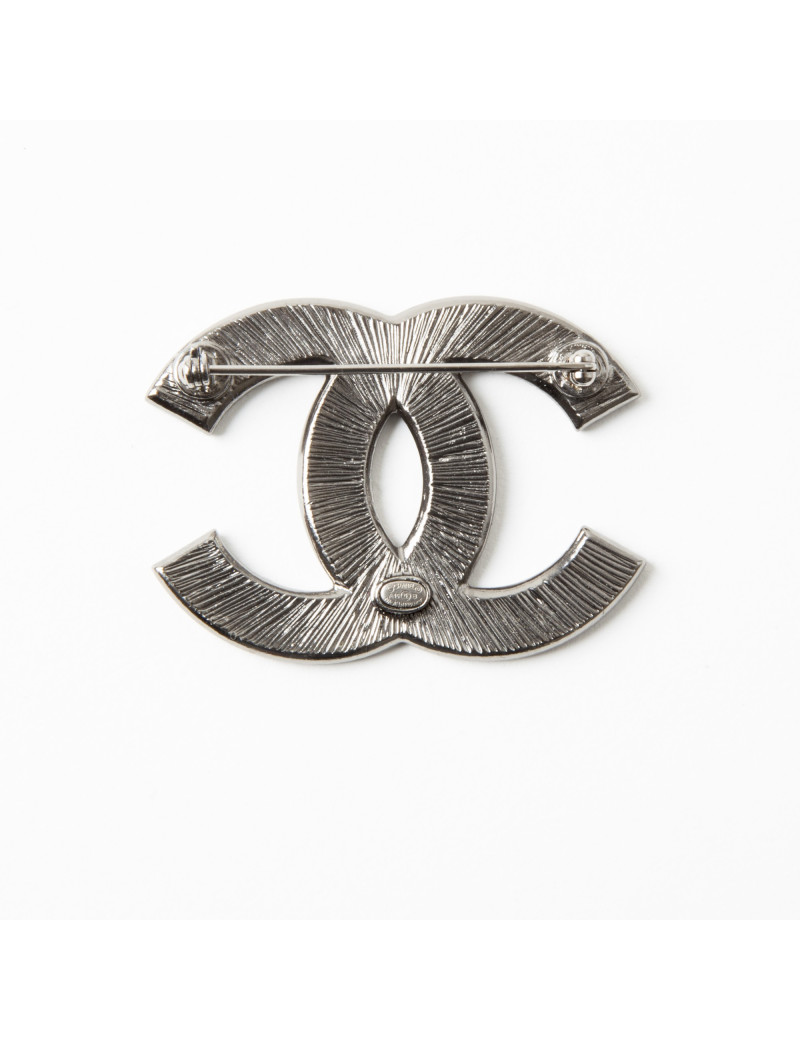 Broche CHANEL bicolore gris et beige