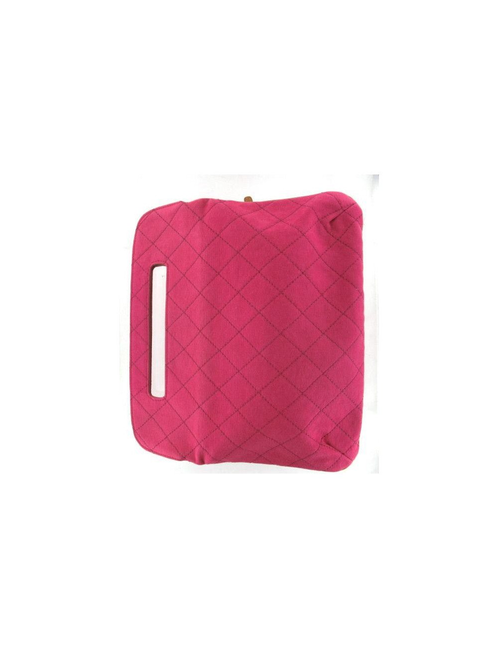 Pochette CHANEL en tissu rose et cuir gold