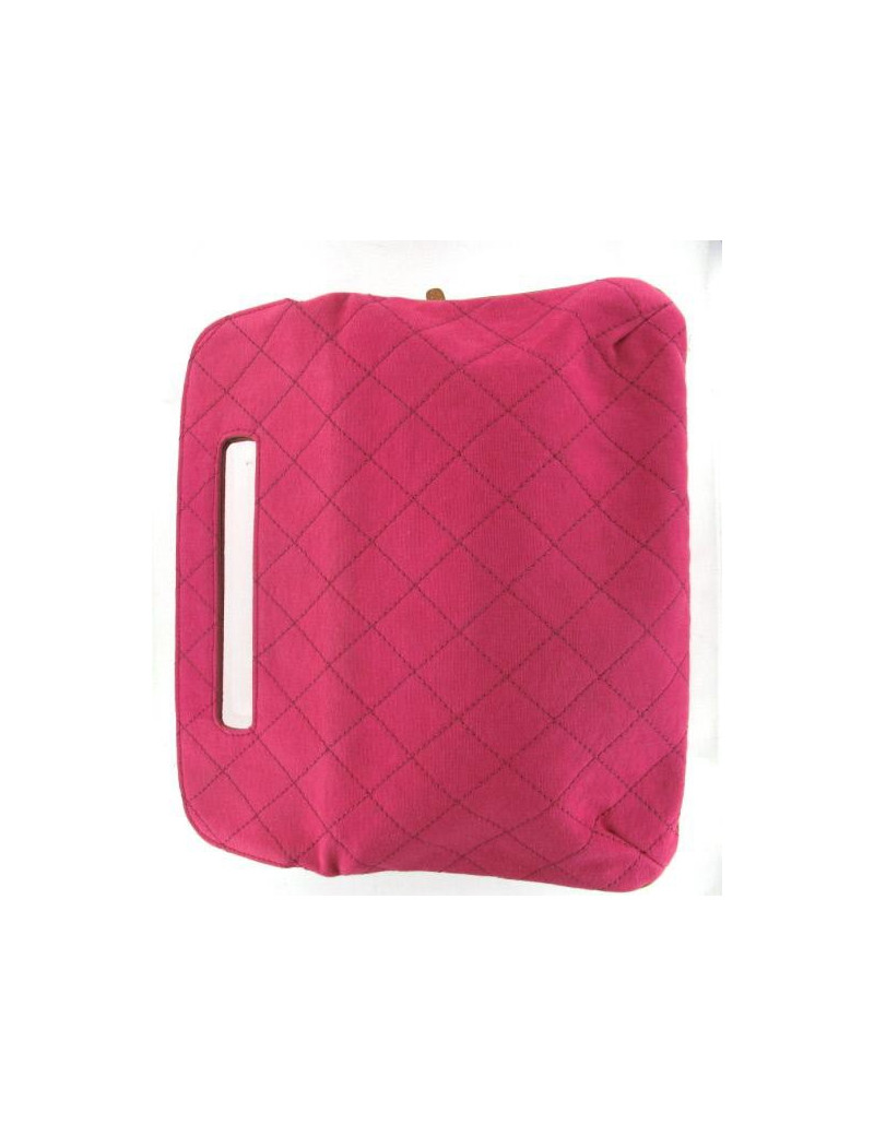 Pochette CHANEL en tissu rose et cuir gold