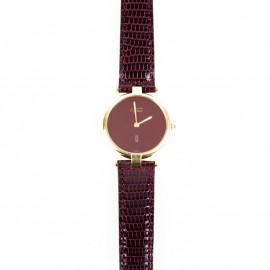 CARTIER 'Must' watch with a burgundy leather strap