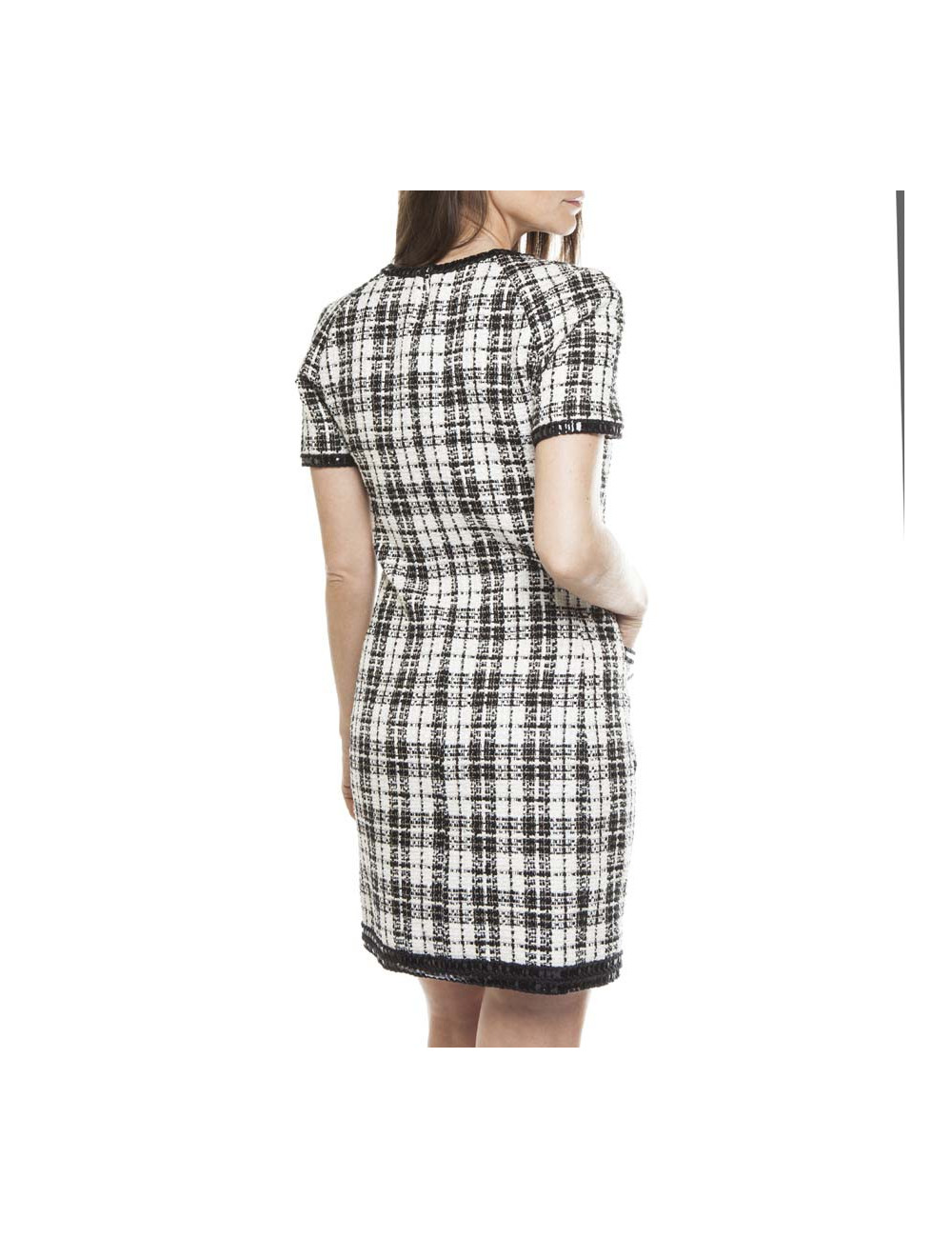 CHANEL dress in white and black tweed size 38FR