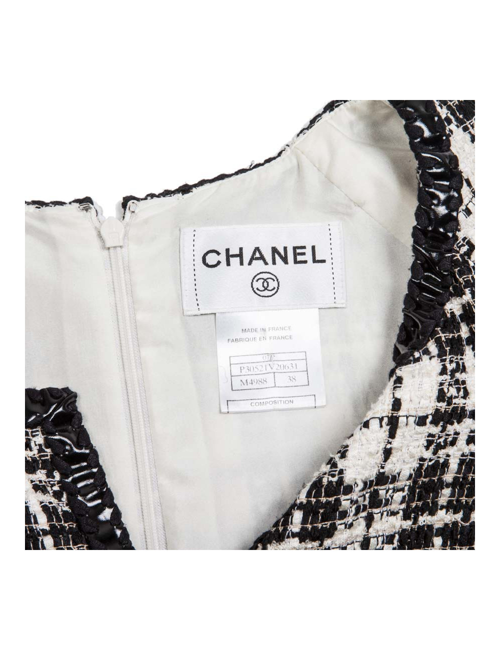  Robe CHANEL T 38 blanche et noire