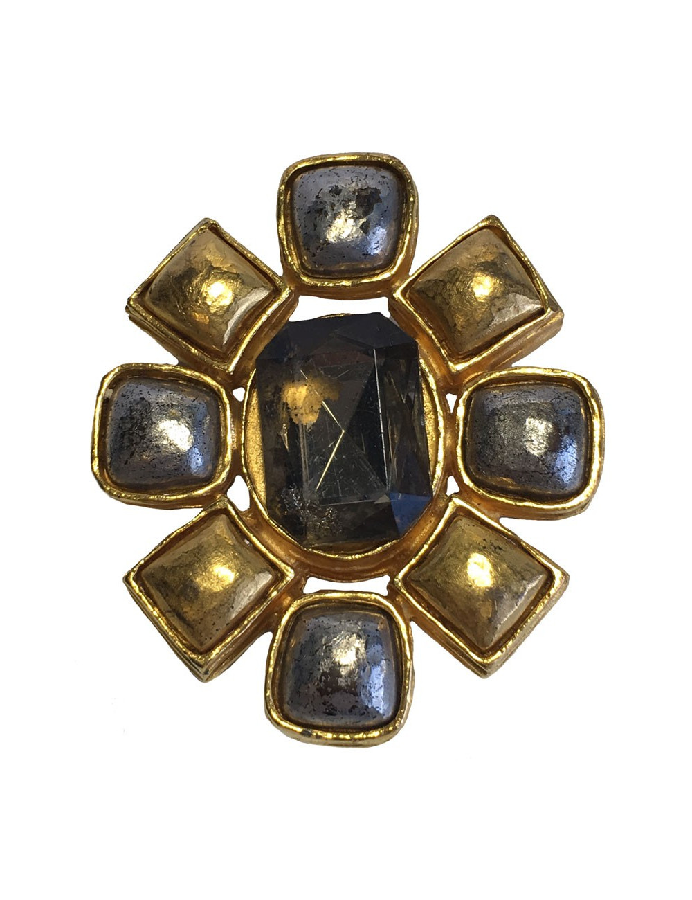 CHANEL vintage brooch in gilded and silver metal